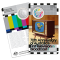 70TH ANNIVERSARY OF AUSTRALIAN FIRST TELEVISION 50C COLOURED COIN