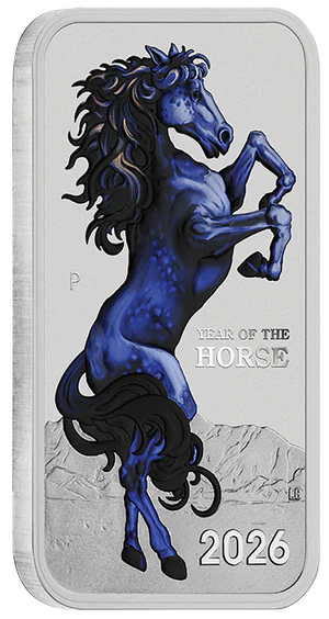 Lunar Horse 2026 1oz Silver Bullion Coloured Minted Rectangular Coin
