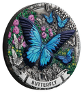 Butterfly 2026 2oz Silver Antiqued Coloured Coin
