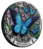 Butterfly 2026 2oz Silver Antiqued Coloured Coin