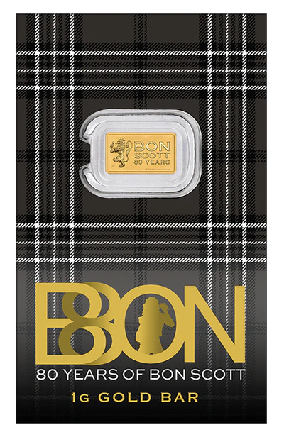 Bon Scott 80th Birthday 2026 1g Gold Minted Bar