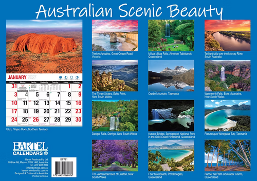 2027 Calendar Bartel Big Print Australian Scenic Beauty Horizontal Wall