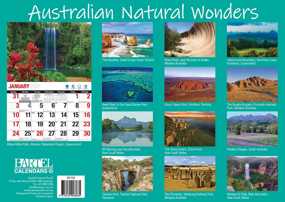 2027 CALENDAR AUSTRALIAN NATURAL WONDERS