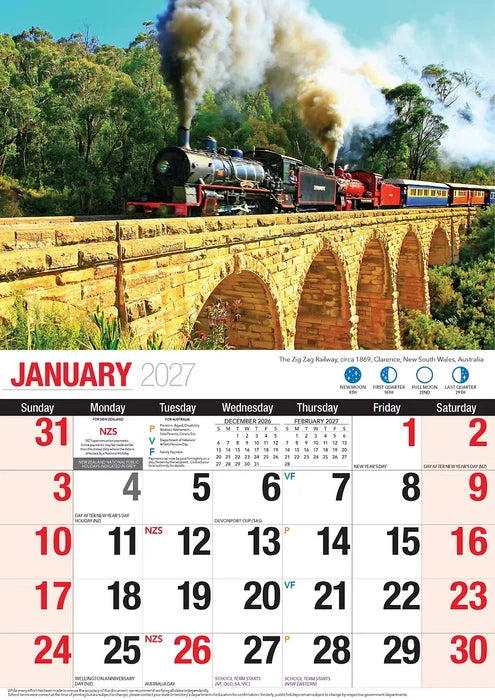 2027 CALENDAR BIG PRINT GREAT TRAINS