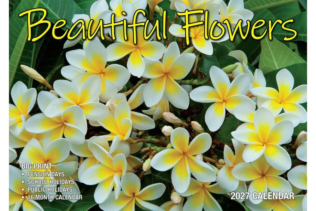 2027 Calendar Bartel Big Print Beautiful Flowers Horizontal Wall