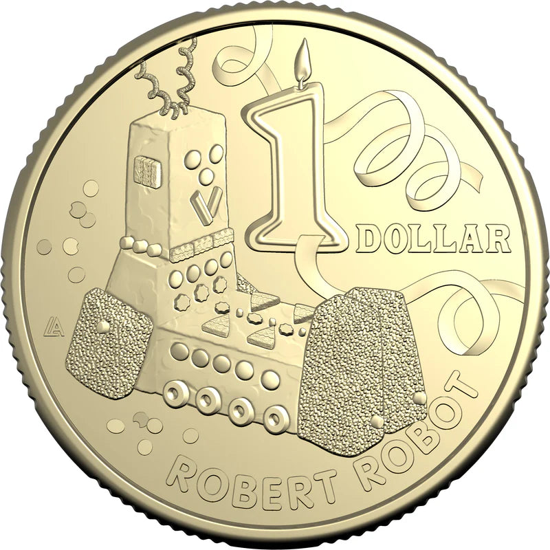 AWW Birthday Cake Robert Robot 2025 $1 Uncirculated Coin in Card