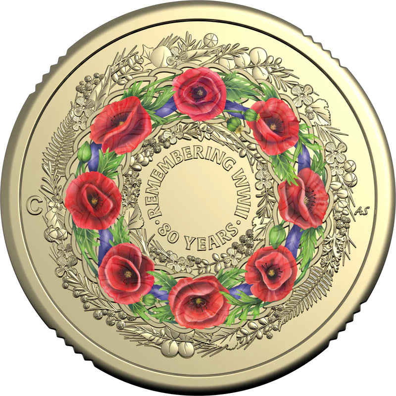 80 Years OnRemembering the Second World War 2025 $2 ‘C’ Mintmark Coloured Uncirculated Coin