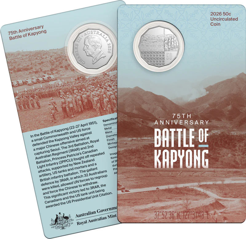 75th Anniversary of the Battle of Kapyong 2026 50c Uncirculated Coin in Card
