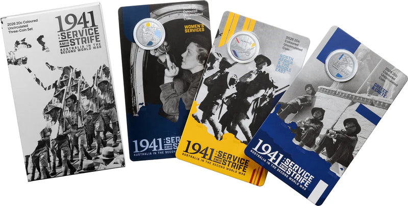 1941: Service Amid Strife - 2026 20c Coloured Uncirculated Three-Coin Set