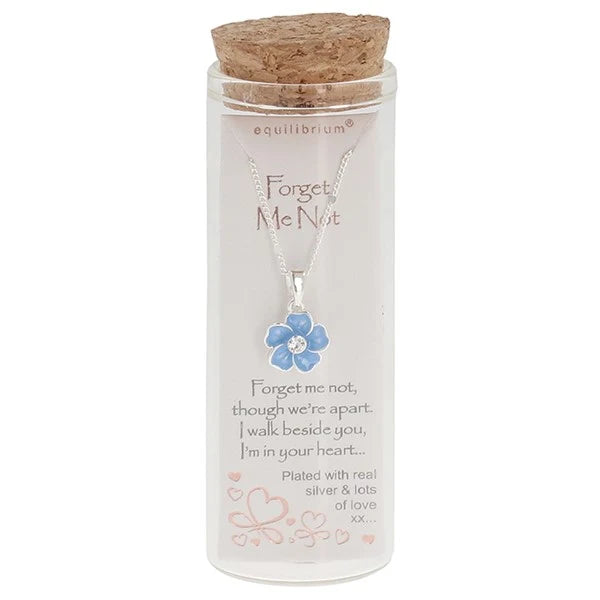 EQUILIBRIUM NECKLACE IN A BOTTLE-FORGET ME NOT