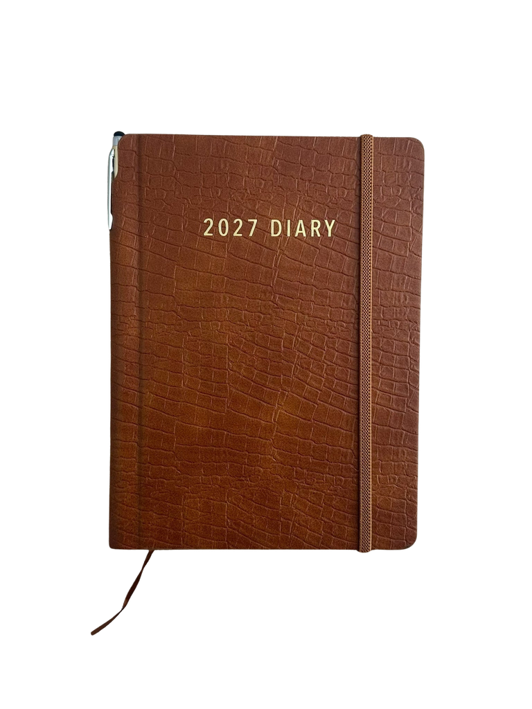 27 A5 WTV Diary w Pen Croc Tan